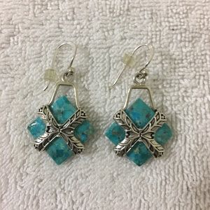 Turquoise & Sterling Silver Studio Barse Earrings